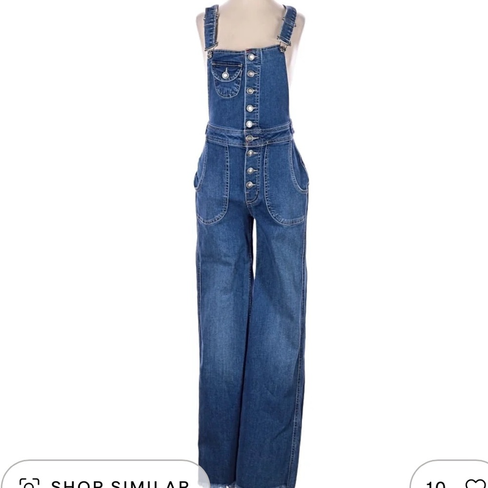 Free People button up overalls, size 28, blue denim
